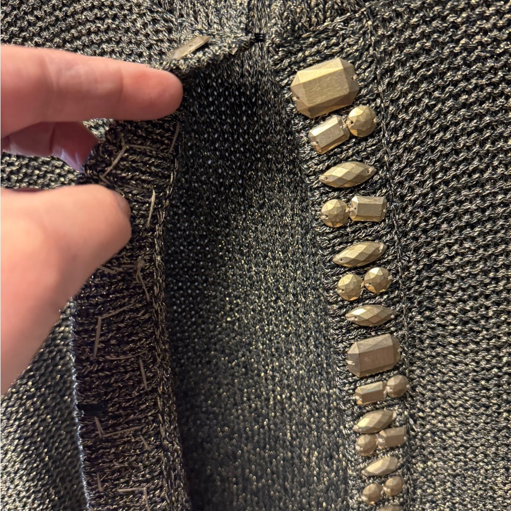 Ruby Rd. Shimmering‎ Gray Cardigan with Gold Accents - Picture 6 of 16